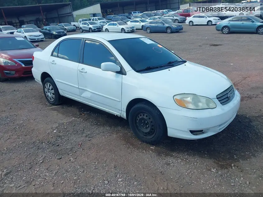 TOYOTA COROLLA 2004, VIN JTDBR38E542038544