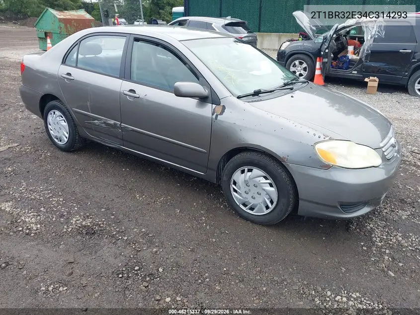 TOYOTA COROLLA 2004, VIN 2T1BR32E34C314293