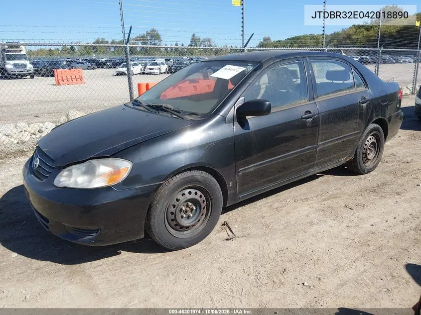 2004 TOYOTA COROLLA VIN JTDBR32E042018890 — фото 2