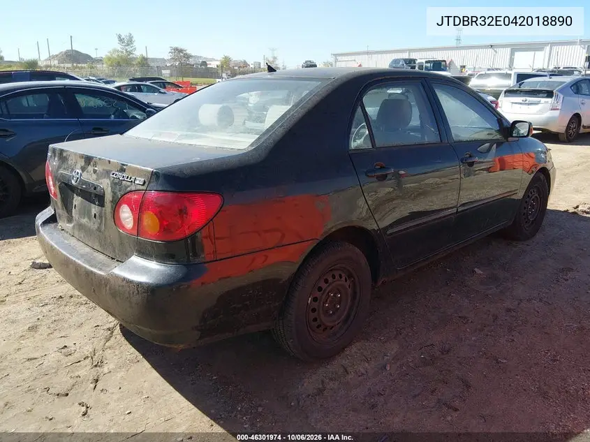 2004 TOYOTA COROLLA VIN JTDBR32E042018890 — фото 4