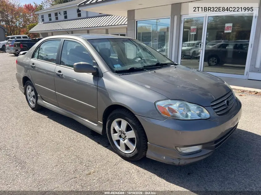 TOYOTA COROLLA 2004, VIN 2T1BR32E84C221995