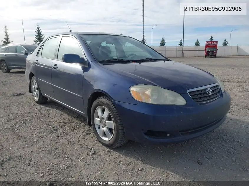 TOYOTA COROLLA 2005, VIN 2T1BR30E95C922906