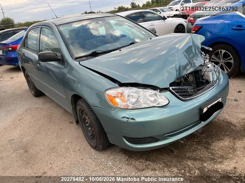 TOYOTA COROLLA 2005, VIN 2T1BR32E25C863792