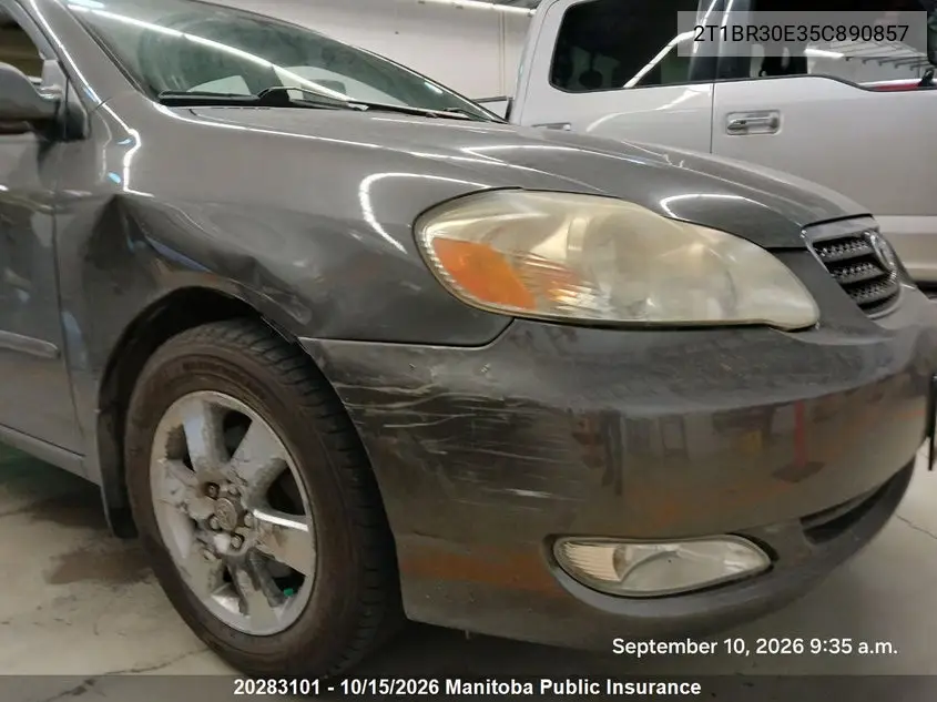 TOYOTA COROLLA 2005, VIN 2T1BR30E35C890857