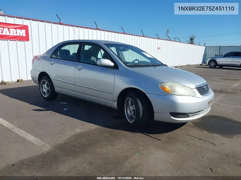 TOYOTA COROLLA 2005, VIN 1NXBR32E75Z451110