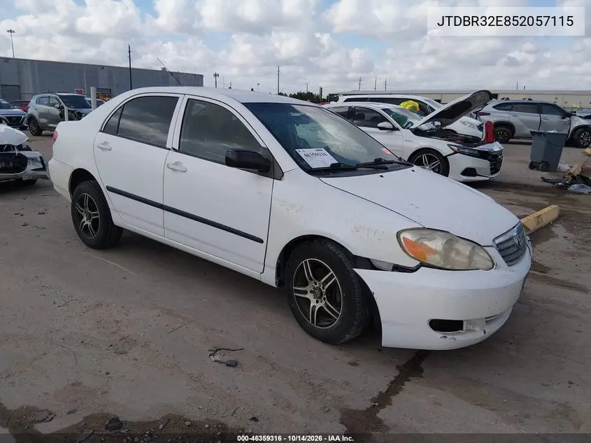 TOYOTA COROLLA 2005, VIN JTDBR32E852057115