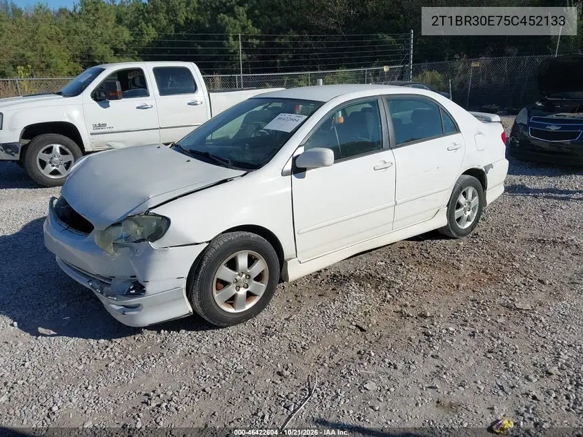 TOYOTA COROLLA 2005, VIN 2T1BR30E75C452133
