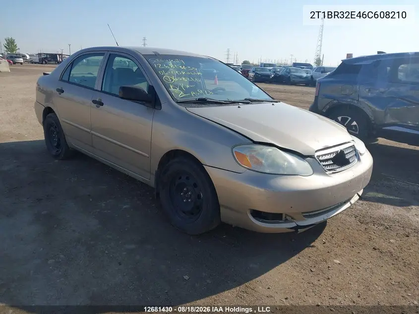 TOYOTA COROLLA 2006, VIN 2T1BR32E46C608210
