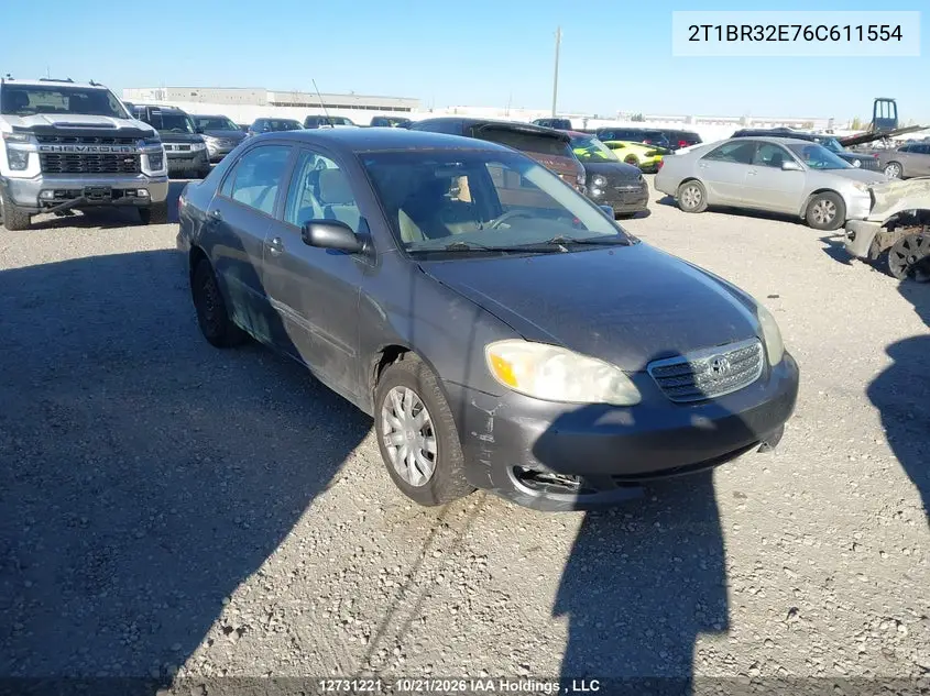 TOYOTA COROLLA 2006, VIN 2T1BR32E76C611554