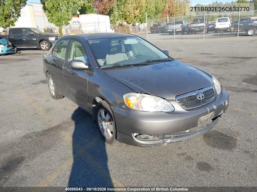 TOYOTA COROLLA 2006, VIN 2T1BR32E26C633770