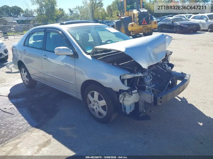 TOYOTA COROLLA 2006, VIN 2T1BR32E36C647211