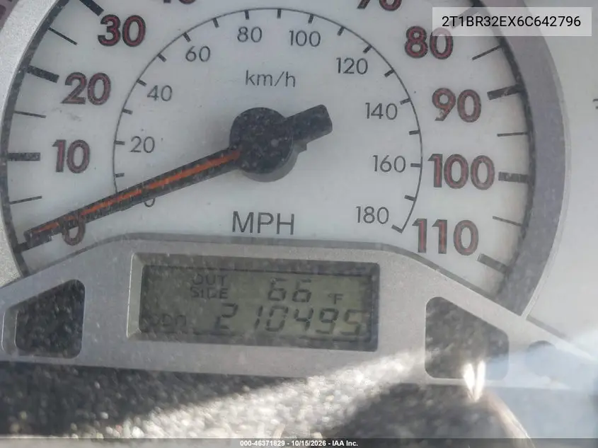 2006 TOYOTA COROLLA VIN 2T1BR32EX6C642796 — фото 7