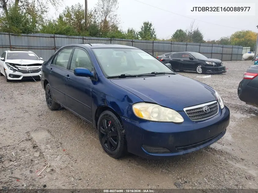 TOYOTA COROLLA 2006, VIN JTDBR32E160088977