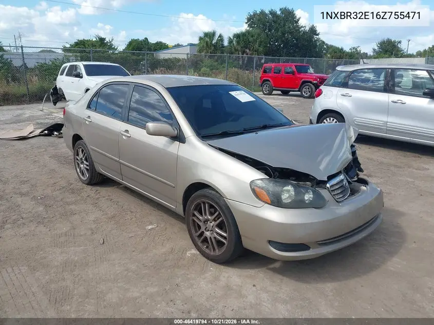 TOYOTA COROLLA 2006, VIN 1NXBR32E16Z755471