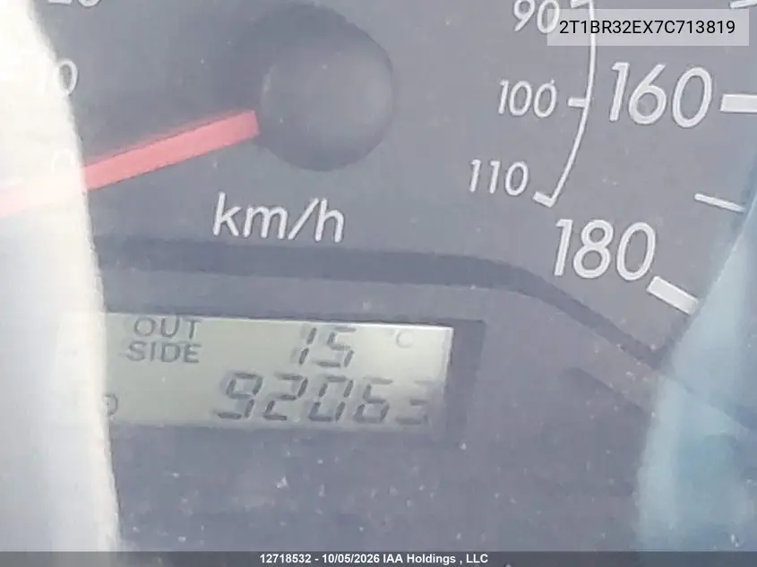 2007 TOYOTA COROLLA VIN 2T1BR32EX7C713819 — фото 16