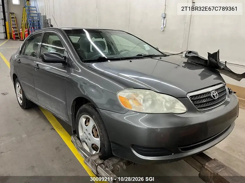 TOYOTA COROLLA 2007, VIN 2T1BR32E67C789361