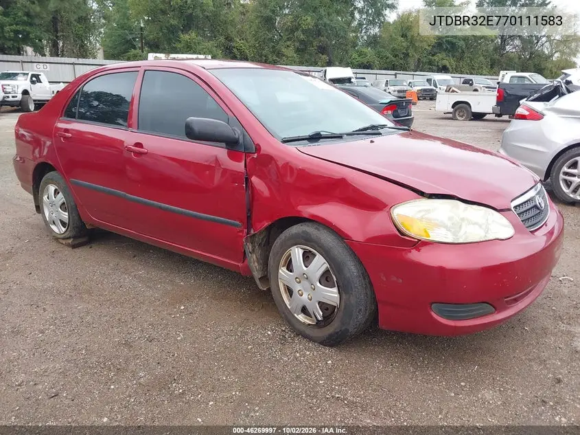 TOYOTA COROLLA 2007, VIN JTDBR32E770111583