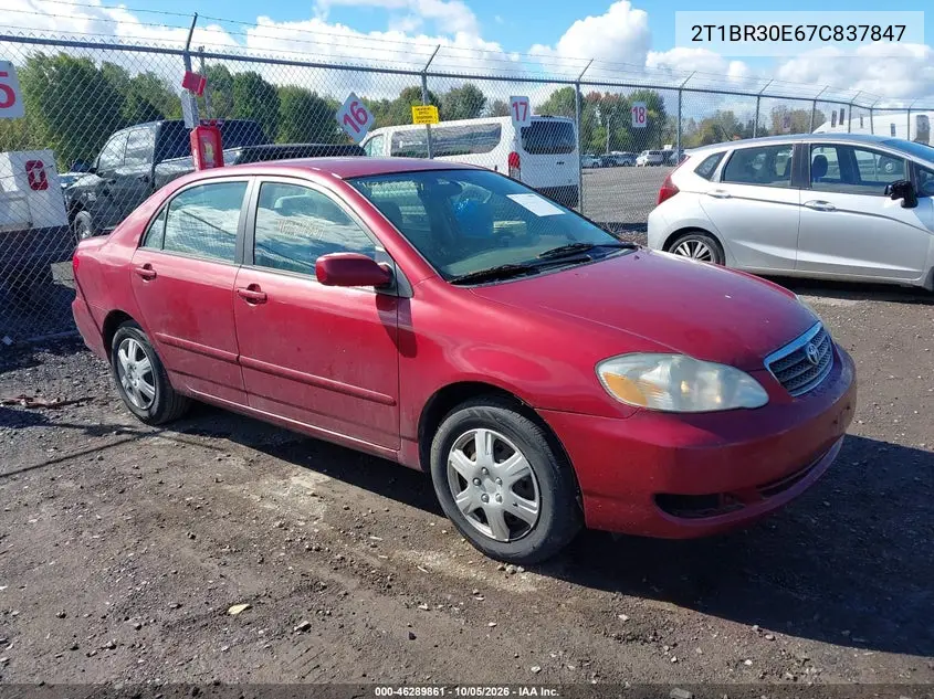 TOYOTA COROLLA 2007, VIN 2T1BR30E67C837847