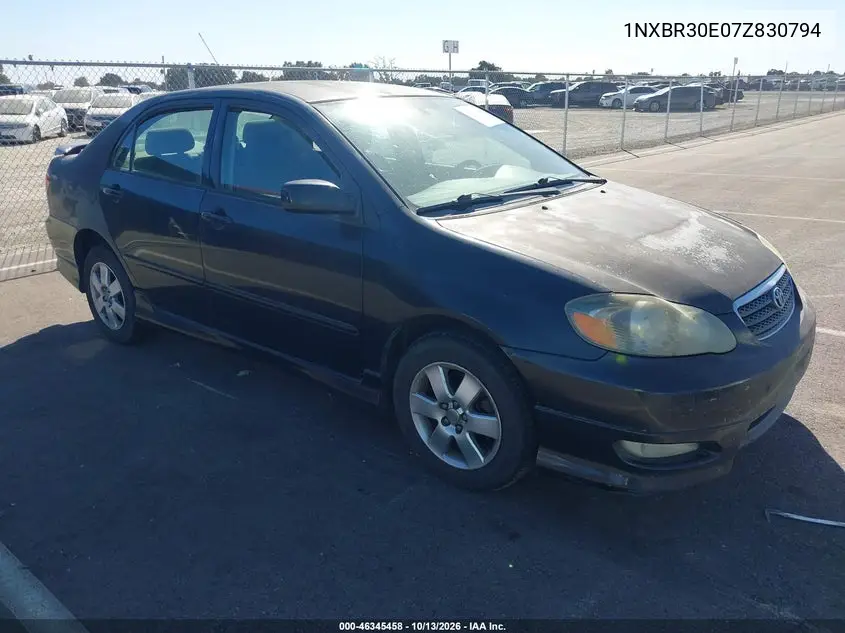 TOYOTA COROLLA 2007, VIN 1NXBR30E07Z830794