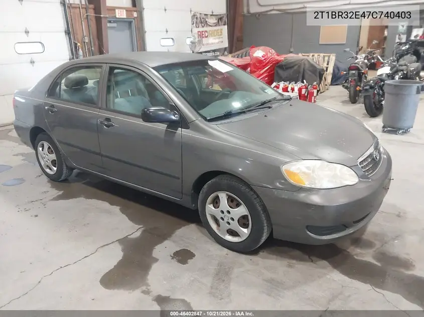 TOYOTA COROLLA 2007, VIN 2T1BR32E47C740403