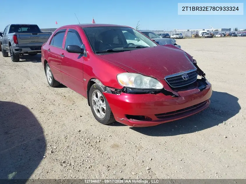 TOYOTA COROLLA 2008, VIN 2T1BR32E78C933324