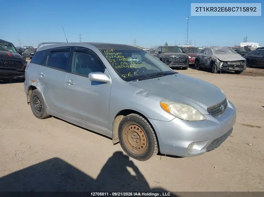 TOYOTA COROLLA 2008, VIN 2T1KR32E68C715892