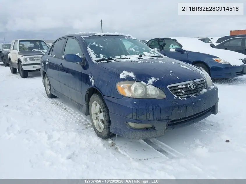 TOYOTA COROLLA 2008, VIN 2T1BR32E28C914518