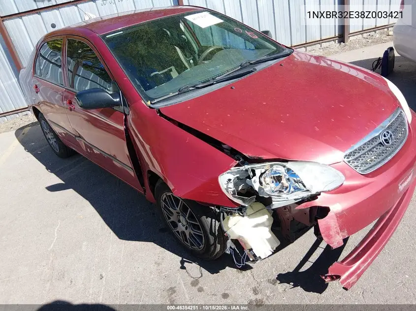 TOYOTA COROLLA 2008, VIN 1NXBR32E38Z003421