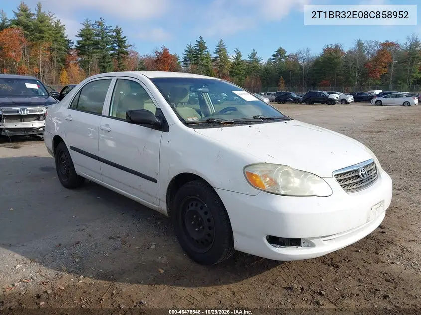 TOYOTA COROLLA 2008, VIN 2T1BR32E08C858952