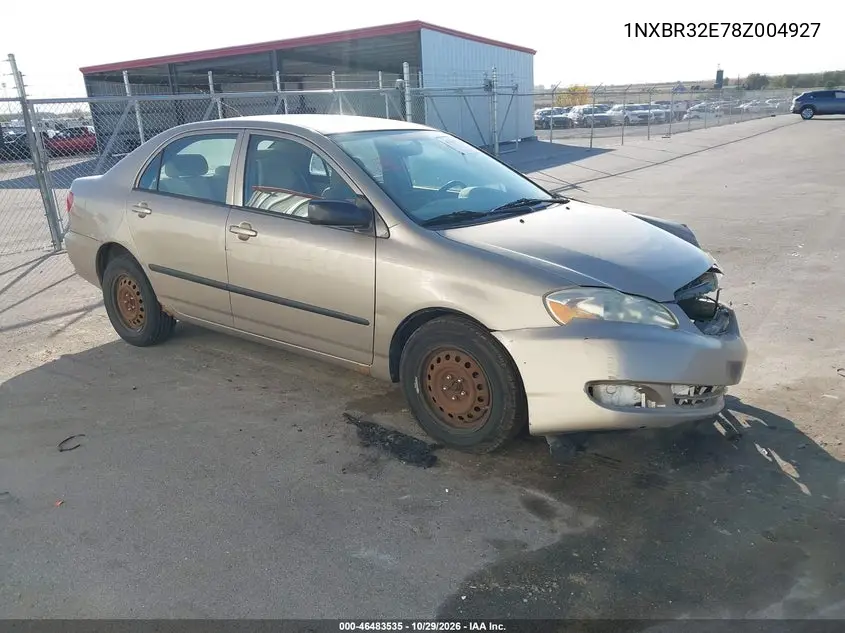 TOYOTA COROLLA 2008, VIN 1NXBR32E78Z004927