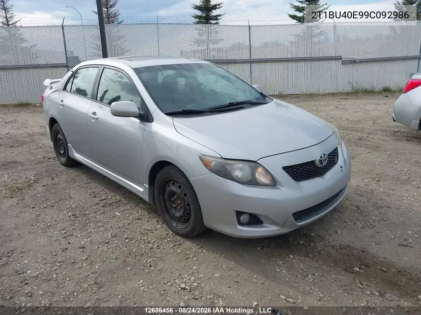 TOYOTA COROLLA 2009, VIN 2T1BU40E99C092986