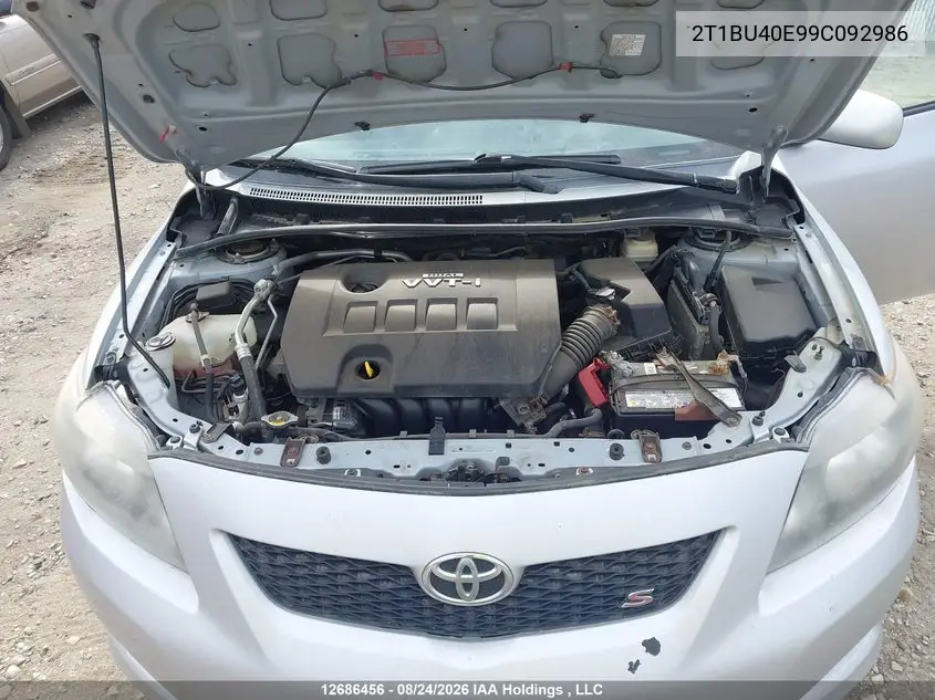 2009 TOYOTA COROLLA VIN 2T1BU40E99C092986 — фото 10