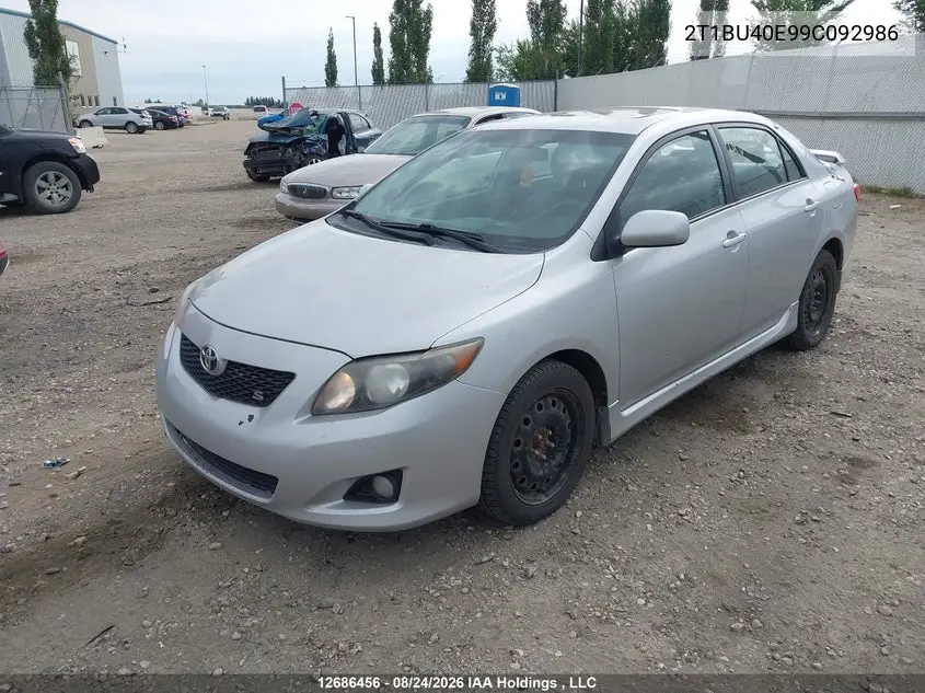 2009 TOYOTA COROLLA VIN 2T1BU40E99C092986 — фото 2