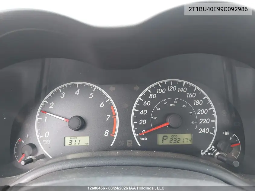 2009 TOYOTA COROLLA VIN 2T1BU40E99C092986 — фото 7