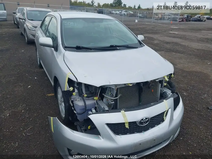 TOYOTA COROLLA 2009, VIN 2T1BU40E89C059817