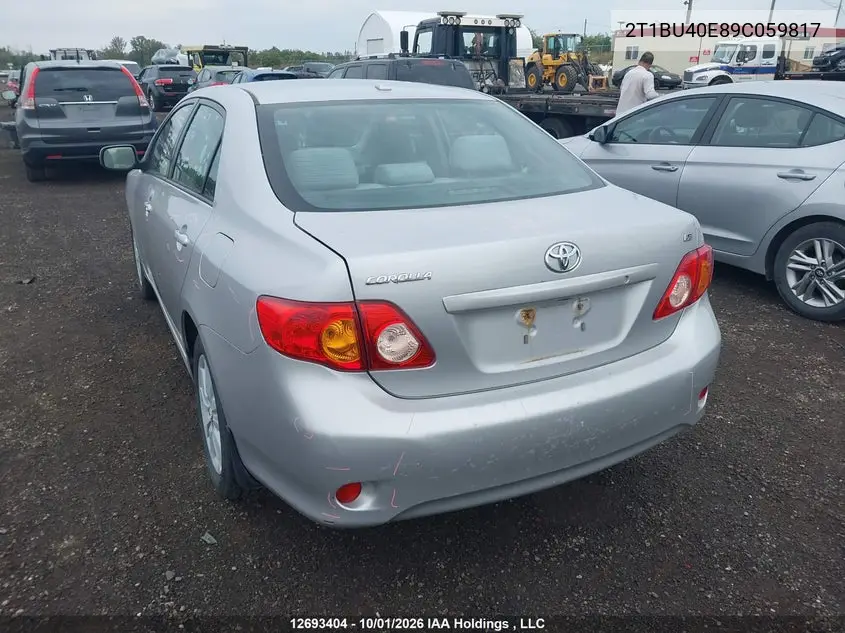 2009 TOYOTA COROLLA VIN 2T1BU40E89C059817 — фото 3