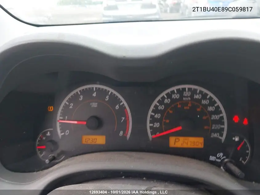 2009 TOYOTA COROLLA VIN 2T1BU40E89C059817 — фото 7