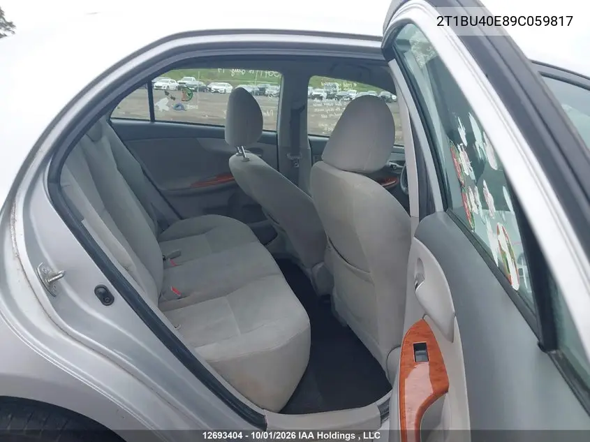 2009 TOYOTA COROLLA VIN 2T1BU40E89C059817 — фото 8