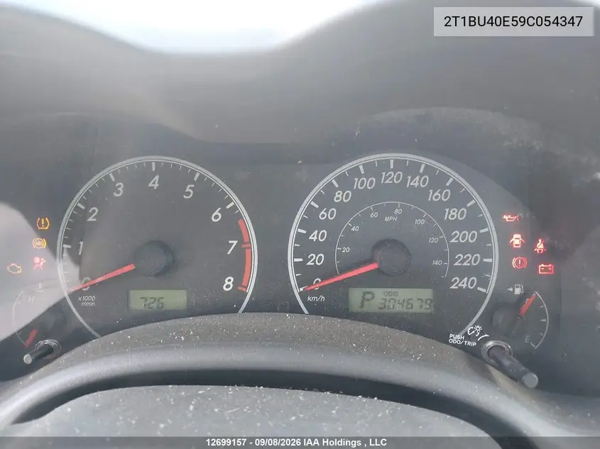 2009 TOYOTA COROLLA VIN 2T1BU40E59C054347 — фото 7