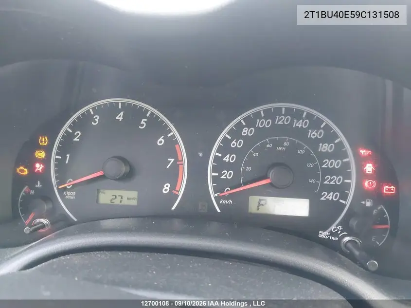 2009 TOYOTA COROLLA VIN 2T1BU40E59C131508 — фото 7