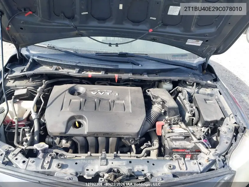2009 TOYOTA COROLLA VIN 2T1BU40E29C078010 — фото 10