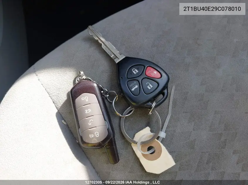 2009 TOYOTA COROLLA VIN 2T1BU40E29C078010 — фото 11