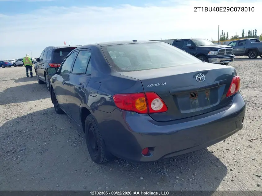 2009 TOYOTA COROLLA VIN 2T1BU40E29C078010 — фото 3