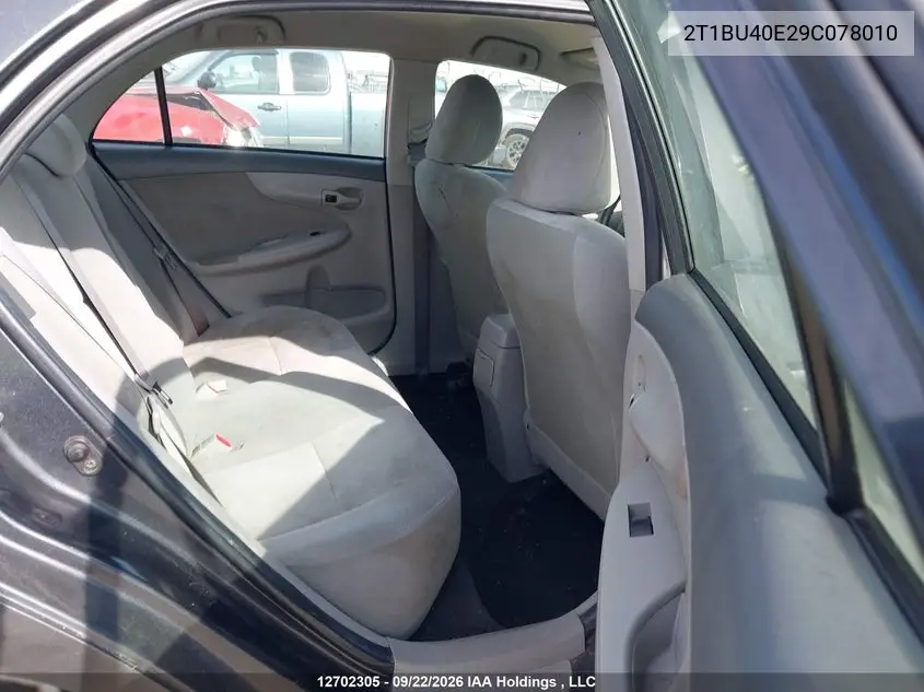 2009 TOYOTA COROLLA VIN 2T1BU40E29C078010 — фото 8