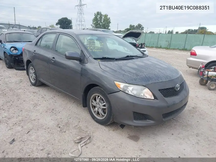 TOYOTA COROLLA 2009, VIN 2T1BU40E19C088351