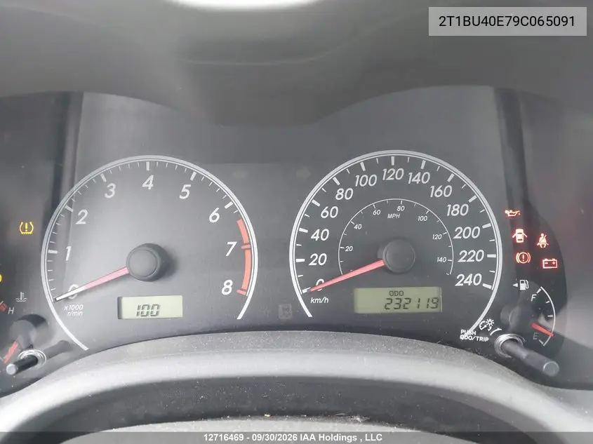 2009 TOYOTA COROLLA VIN 2T1BU40E79C065091 — фото 7