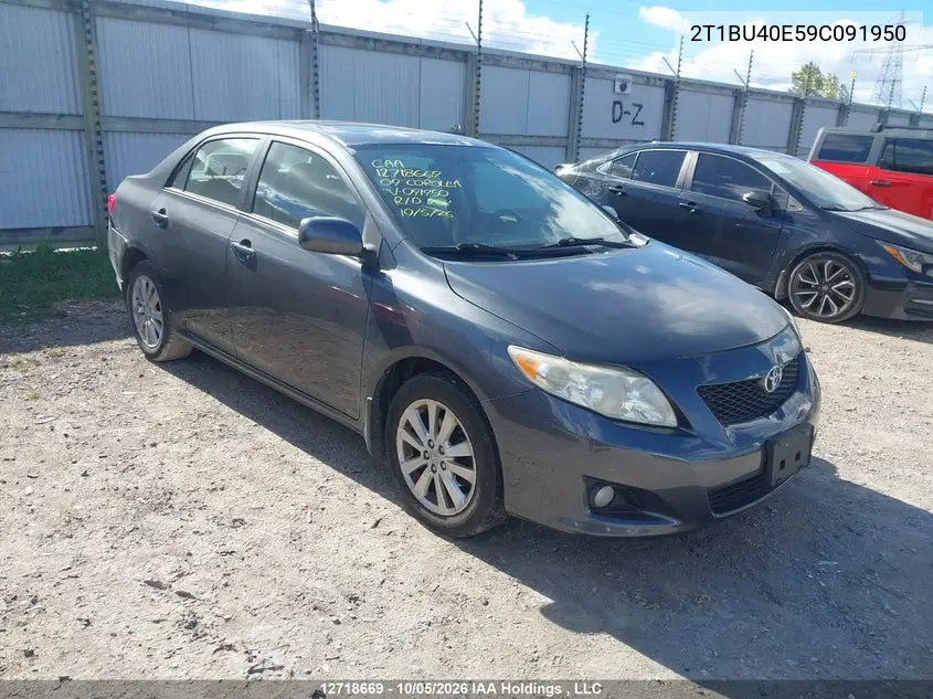 TOYOTA COROLLA 2009, VIN 2T1BU40E59C091950