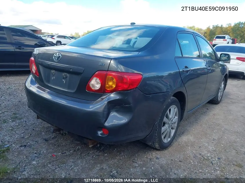 2009 TOYOTA COROLLA VIN 2T1BU40E59C091950 — фото 6
