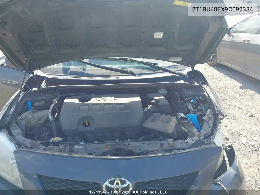 2009 TOYOTA COROLLA VIN 2T1BU40EX9C092334 — фото 10