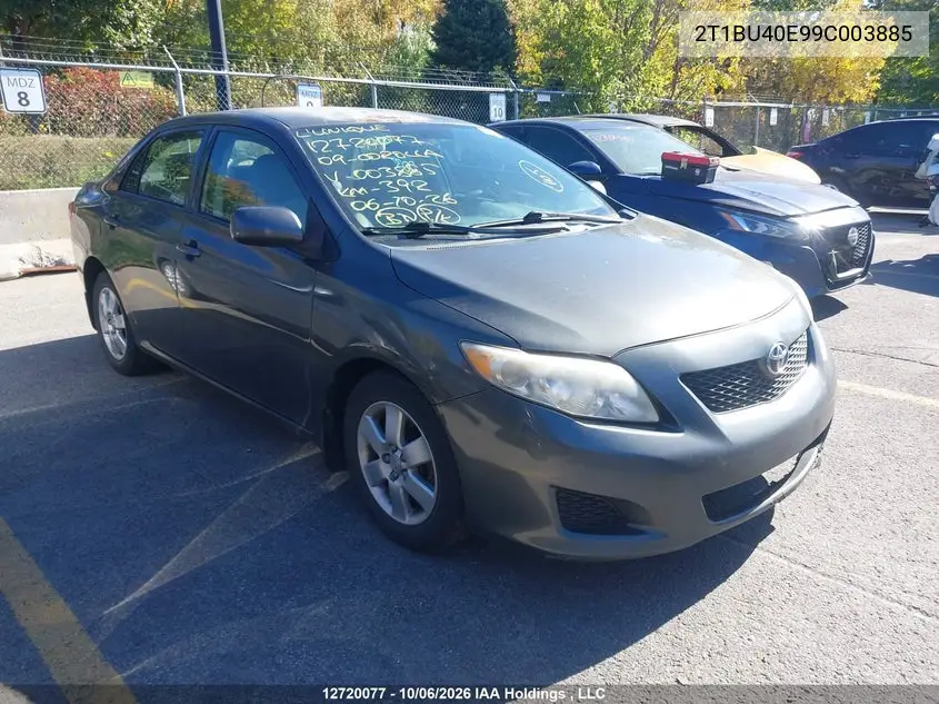 TOYOTA COROLLA 2009, VIN 2T1BU40E99C003885